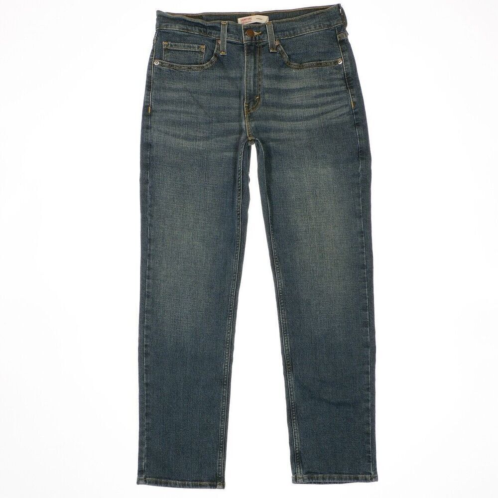 Signature Levi Strauss Jeans Mens Size 31x30 Measures 30x28 Straight Blue Denim